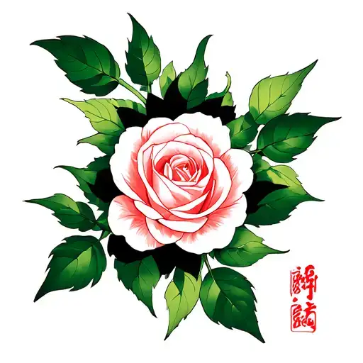 Chinese Rose With Bamboo