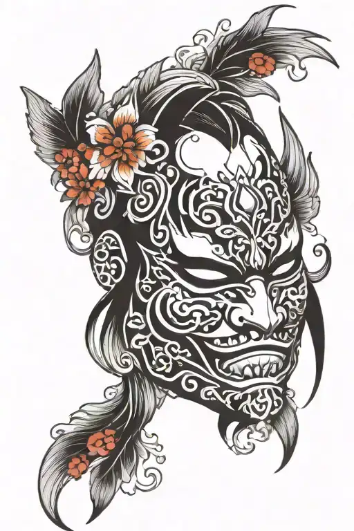 Black And White Japanese Mask