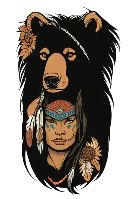 Native American With Bear