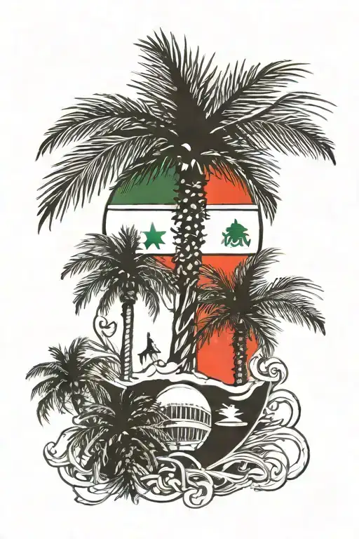 Iraq Flag With Palm Tree