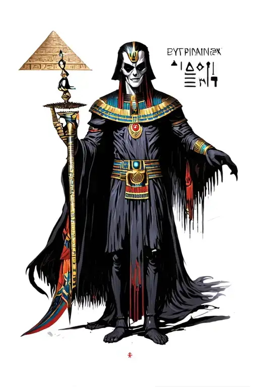 Egyptian Goth Dracula With Hieroglyphics And Incorporate Elements Of Egyptian Pyramids