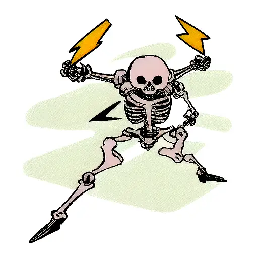 Skeleton Guard Holding Lightning Bolt