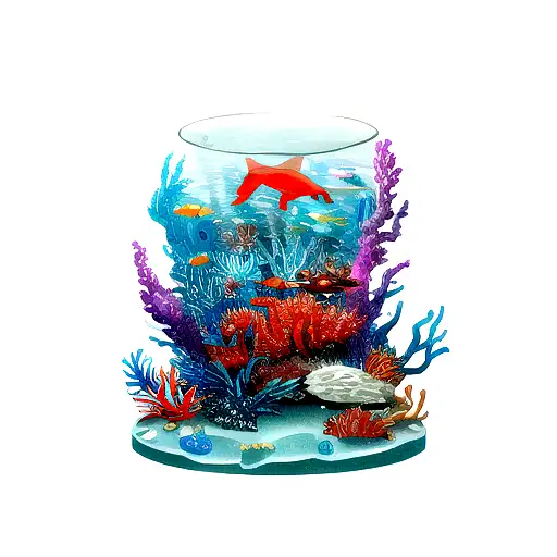 A Realistic Underwater Scene With Vibrant Ocean Creatures And A Fisioterapeuta Symbol