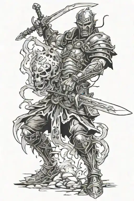 Fantasy Warrior Fighting An Undead Army