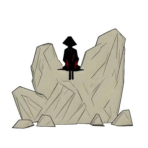 Grim Reaper Sitting On Stone Thinking