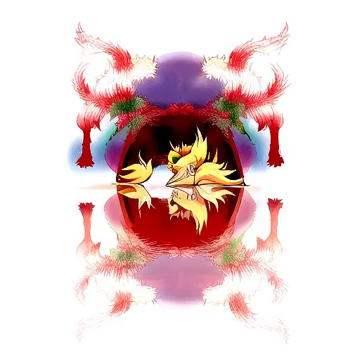 Nine Tailed Fox Looking At Its Reflection