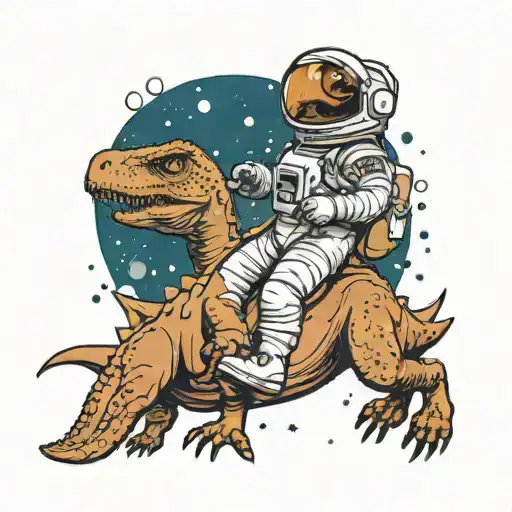 Astronaut Riding A Tyrannosaurus