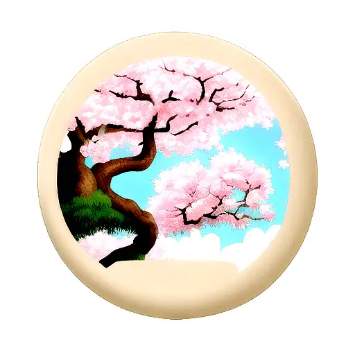 Dragon With Sakura Tree And Tree Baby Dragon Eggs On Botton
