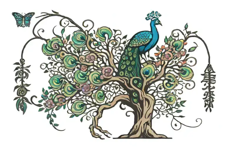 The Tree On Which The Peacock Sits