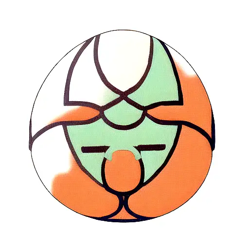 A Minimalist Tattoo Of A Basketball Merging With A Pixelated Eagle