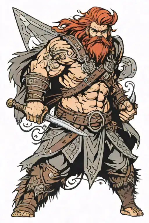 Red Haired And Red Bearded Barbarian