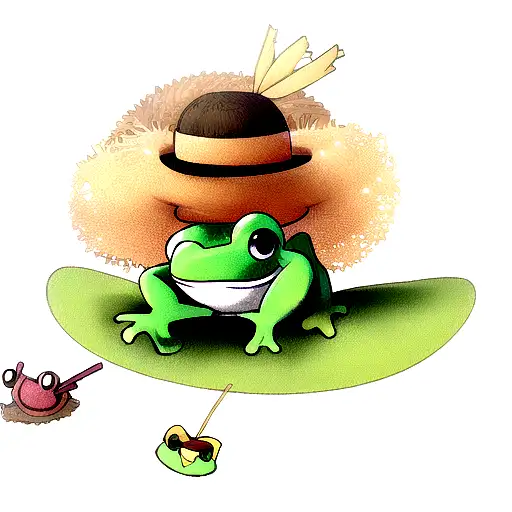 Frog Wearing A Straw Hat
