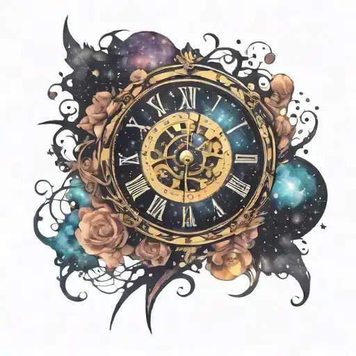 Eternal Clock In Galaxy Background