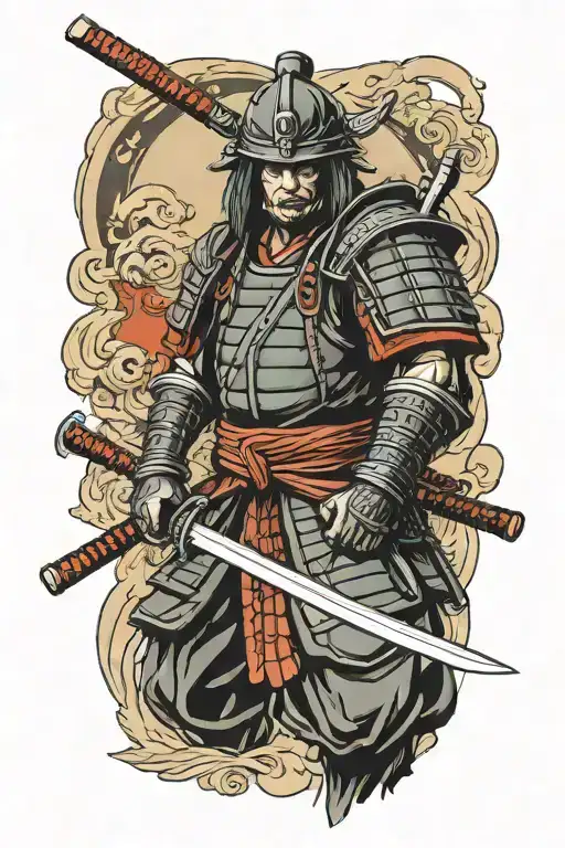 Samurai Warrior Wearing Kabuto Wielding Katana