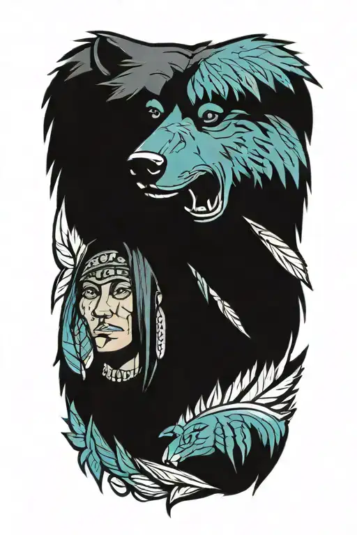 Native American With Bear