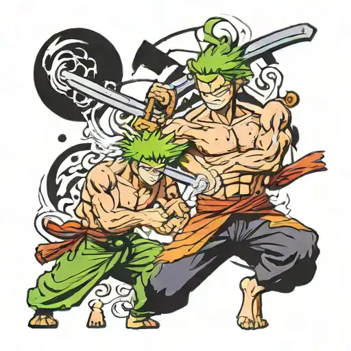 Zoro Fighting Luffy One Piece