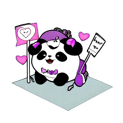 Panda Witha Purple Heart And Mom Sign