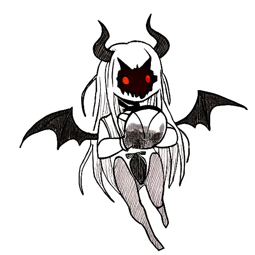 Human Like Demon Anime Character Holding A Demon Mask