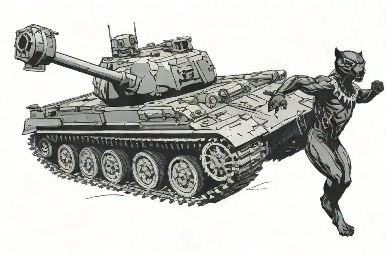 Black Panther With German Tank In Mouth Open