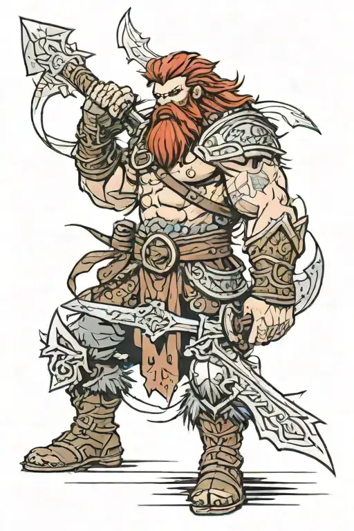 Red Haired And Red Bearded Barbarian