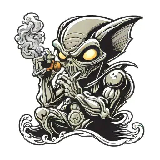 An Cartoon Alien Smoking A Cigar