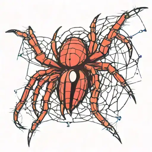 Spider Hanging Upside Down From Ear Webbing The Number 5