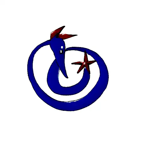 Blue Snake Around Red 'M'