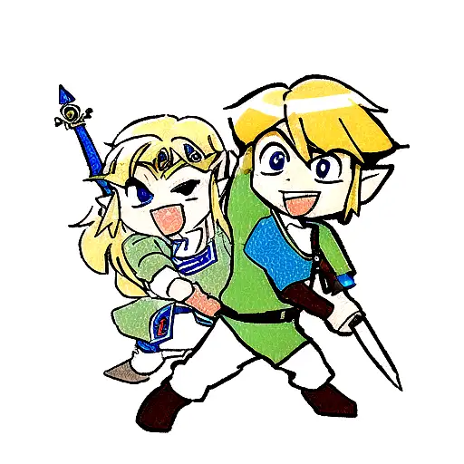 Zelda And Link With The Master Sword