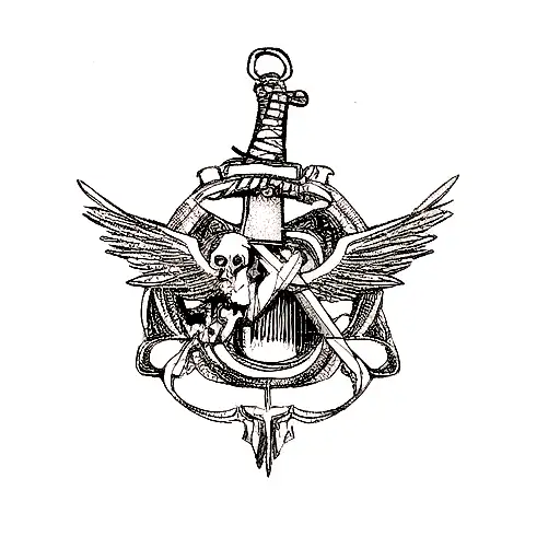 A Skull With Wings And A Sword