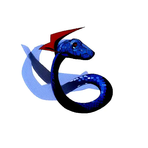 Blue Snake Around Red Heard