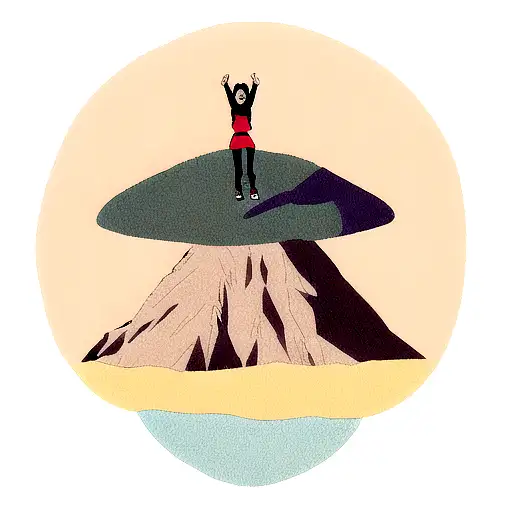 Hiker Reaching The Top Of A Mountain Formed By Yoga Poses