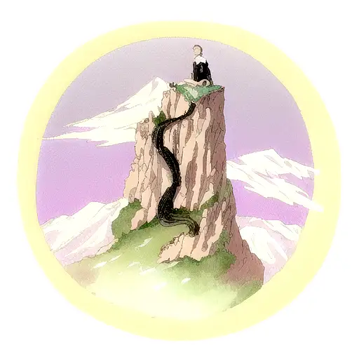 Meditation Scene With A Climber Conquering A Mountain Peak