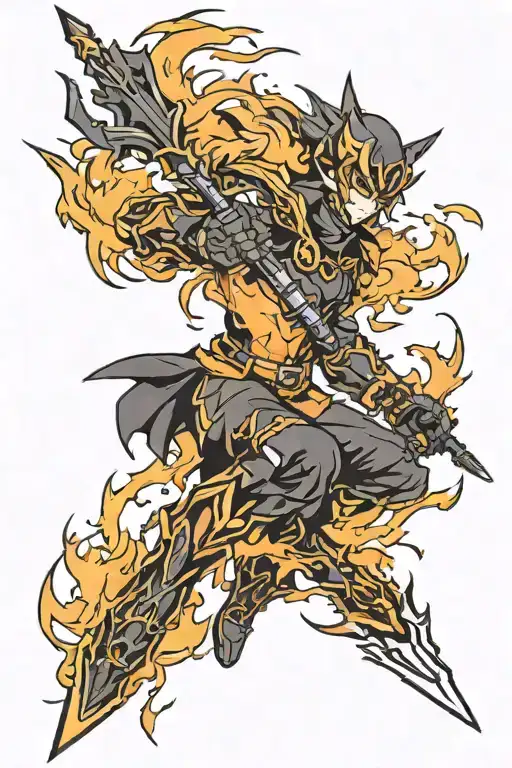 Spear Weapon Flame Black Yellow Orange