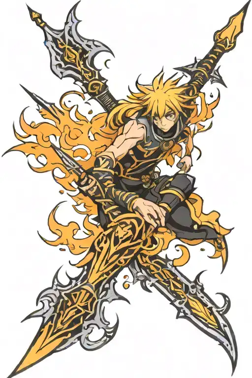 Spear Flame Black Yellow Orange