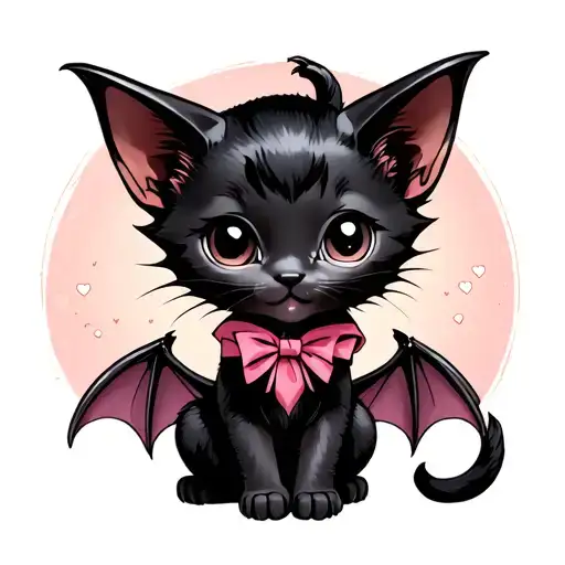 Black Kitten With Baby Bat Wings