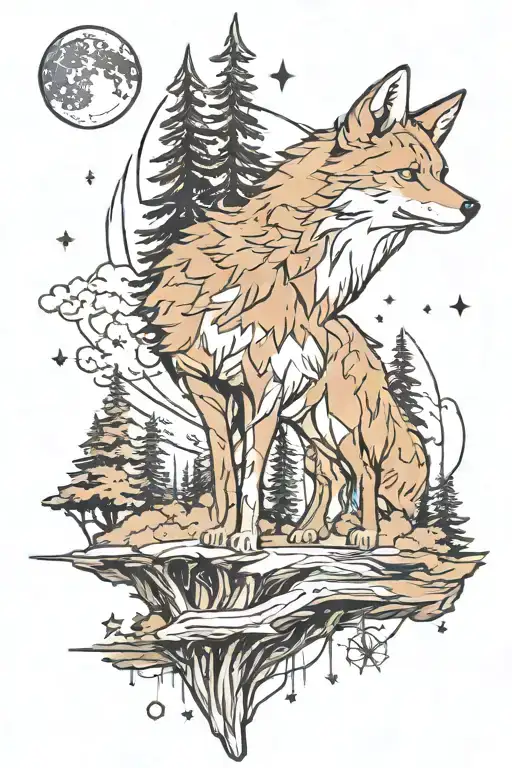 Coyote Night Stars Redwood Forest