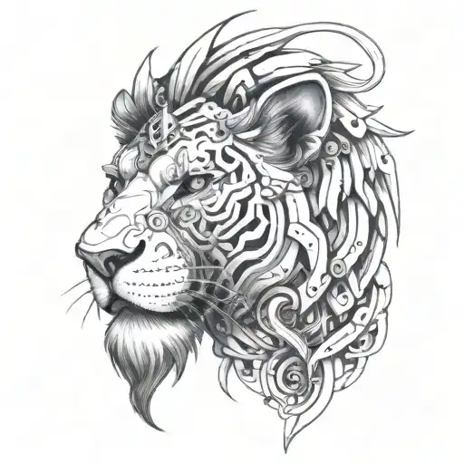 Cyborg Lion Face
