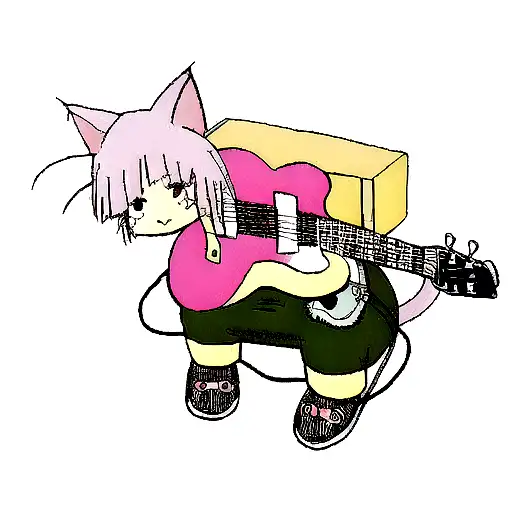 Cat Play Guitar Metal