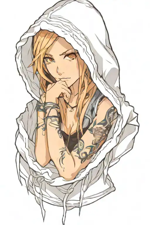 Beautiful Young Woman Hooded