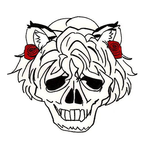 Skull With Roses And A Tiger