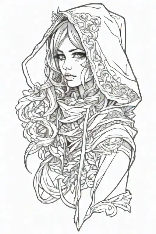 Beautiful Young Woman Face Hooded