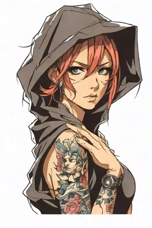 Beautiful Young Woman Hooded