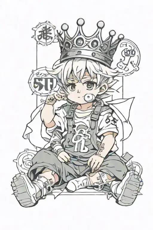 Baby Syko With Clothes On The Edges And Crowns Above Some Letters