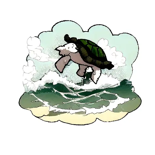 A Rough Sea With A Tiny Turtle In It
