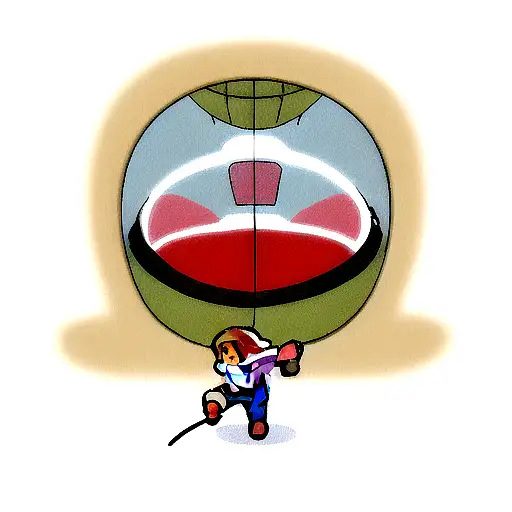 A Realistic Depiction Of A Pokemon Trainer Battling Mario In A Nintendo-themed Arena