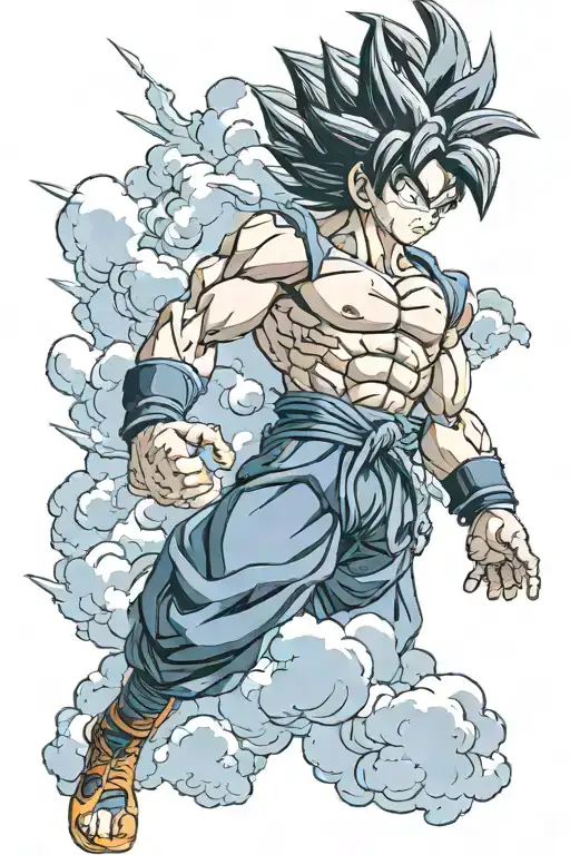 Son Goku Ultra Instinct Kamehameha Shen Long With Clouds In Background