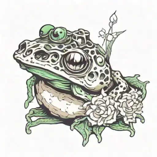 Frog Sitting On A Skull