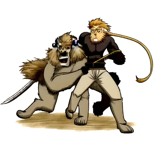 Gorilla Killing Lion With Sword