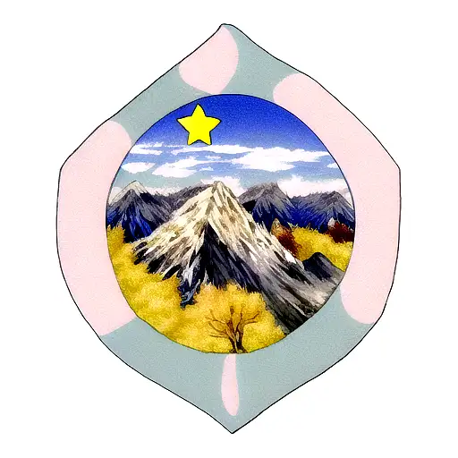 Mountain Range With 3 Stars