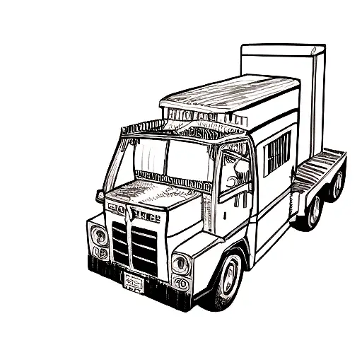 Tattoo Of A Truck With Wings Symbolizing The Freedom Of Travel